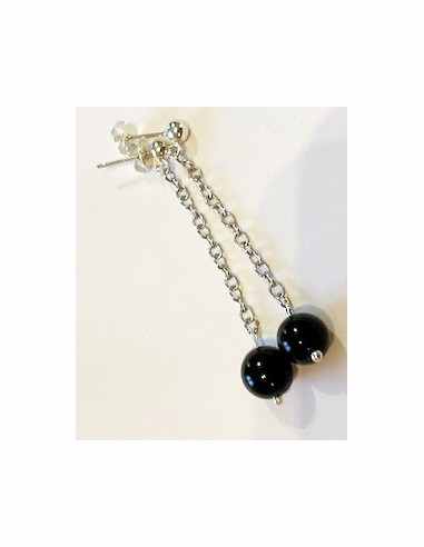 Tourmaline noire 8mm boucles d'oreilles argent