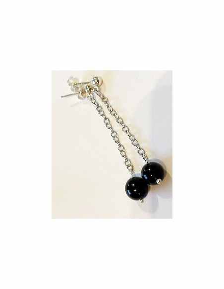 Tourmaline noire 8mm boucles d'oreilles argent Tourmaline noire 8mm boucles d'oreilles argent