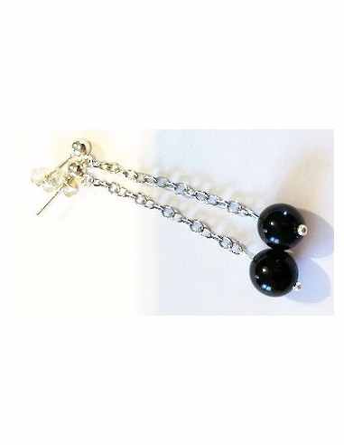 Tourmaline noire 8mm boucles d'oreilles argent