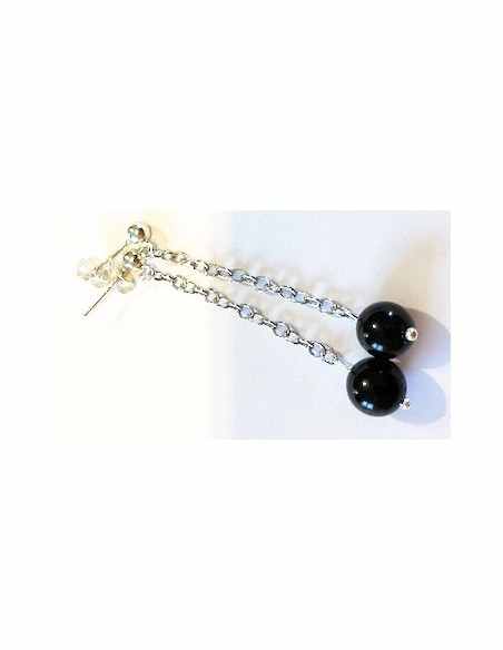 Tourmaline noire 8mm boucles d'oreilles argent Tourmaline noire 8mm boucles d'oreilles argent