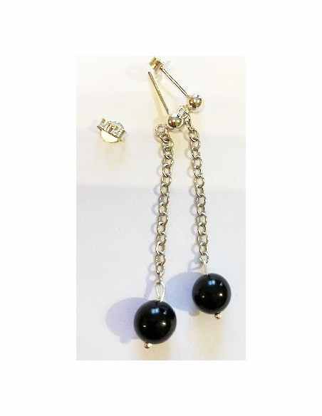 Tourmaline noire 8mm boucles d'oreilles argent Tourmaline noire 8mm boucles d'oreilles argent