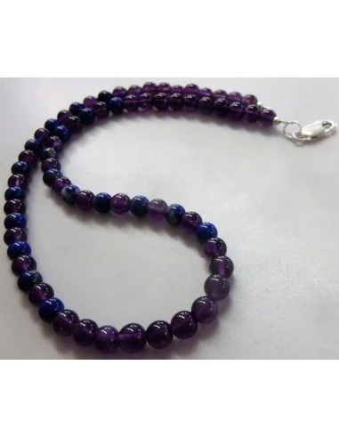 Collier Amethyste lapis 6mm