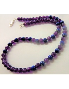 Collier Amethyste lapis 6mm