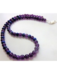 Collier Amethyste lapis 6mm 2