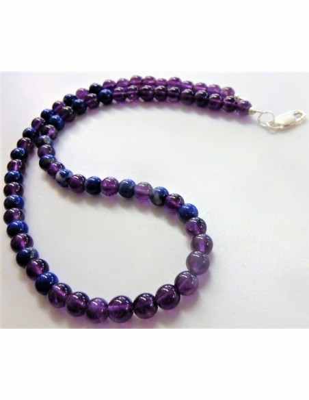 Collier Amethyste lapis 6mm Collier Amethyste lapis 6mm