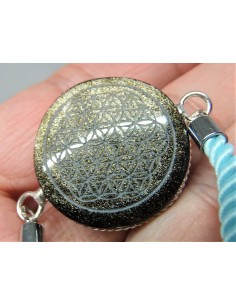 Bracelet Fleur de vie obsidienne dore 2