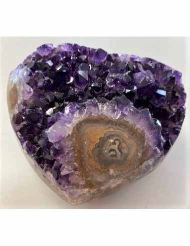 Geode coeur amethyste cactus