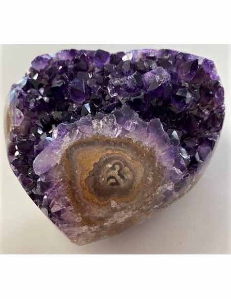 Geode coeur amethyste cactus