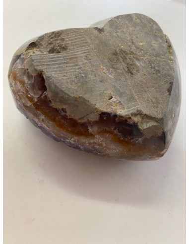 Geode coeur amethyste cactus