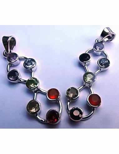 Pendentif sept chakras argent Lacé de l'éternité