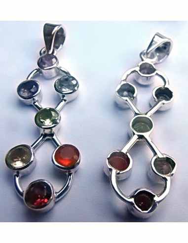 Pendentif sept chakras argent Lacé de l'éternité