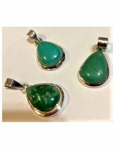Chrysoprase argent pendentif