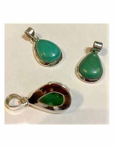Chrysoprase argent pendentif
