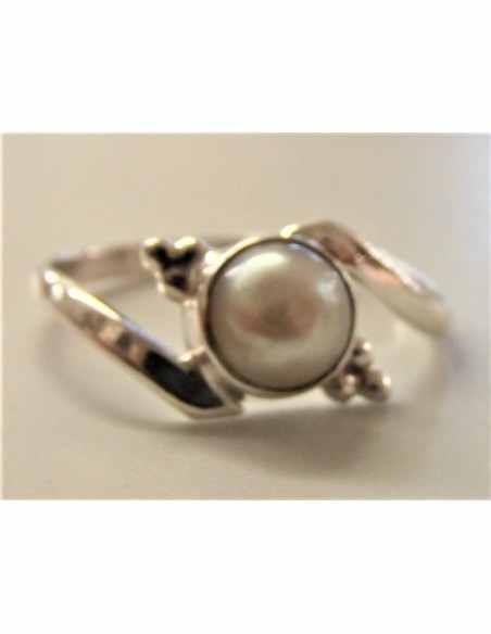 Bague perle blanche 5mm