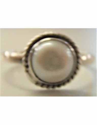 Bague perle blanche 5mm