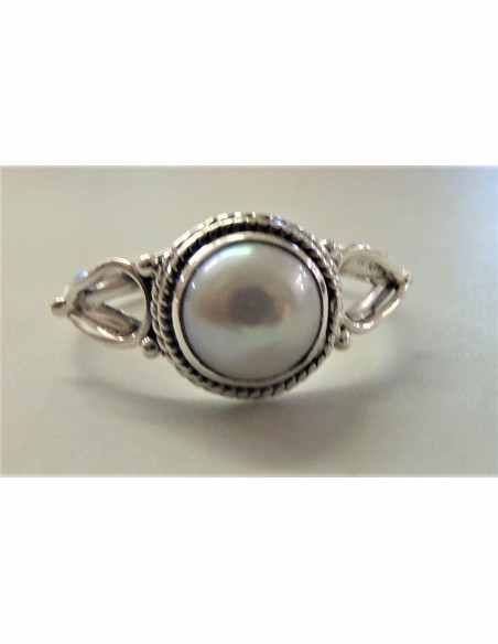 Bague perle blanche 5mm