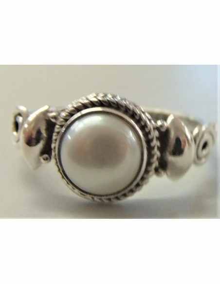 Bague perle blanche 5mm