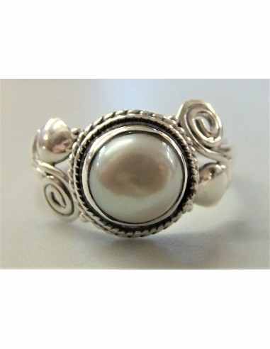 Bague perle blanche 5mm