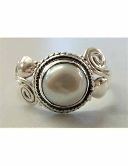 Bague perle blanche 5mm