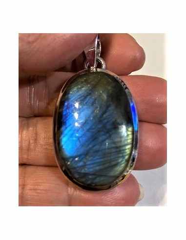 Grand Labradorite pendentif  argent