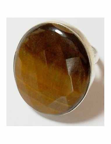 Grande Bague reglable oeil de tigre
