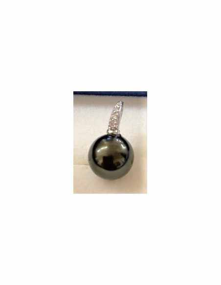 Perle noire 10mm pendentif argent Perle noire 10mm pendentif argent