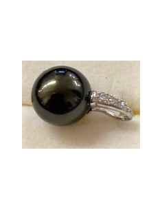Perle noire 10mm pendentif argent 2