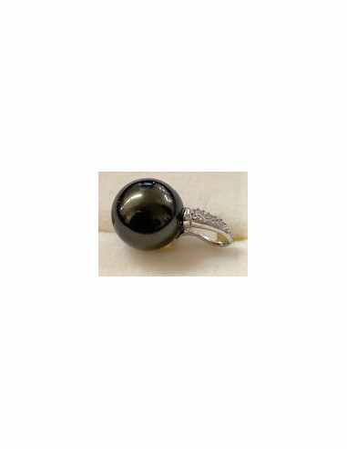 Perle noire 10mm pendentif argent