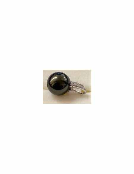 Perle noire 10mm pendentif argent Perle noire 10mm pendentif argent