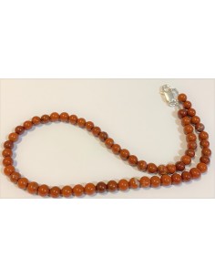 Jaspe rouge 6mm collier fermoir argent 2