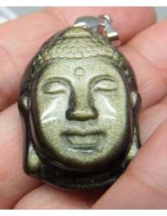 Obsidienne dore bouddha pendentif