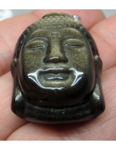 Obsidienne dore bouddha pendentif 2
