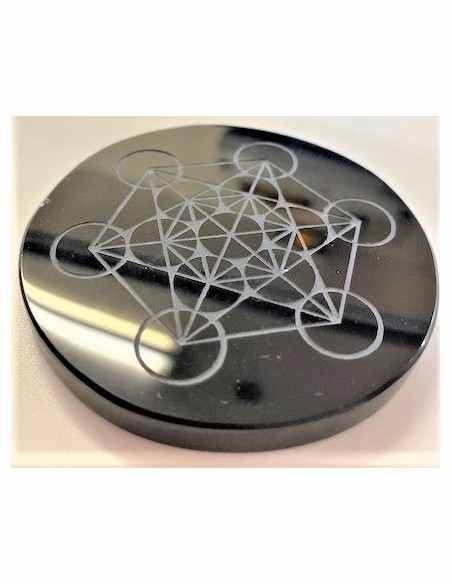Base 7cm metatron obsidienne noire
