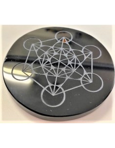 Base 7cm metatron obsidienne noire