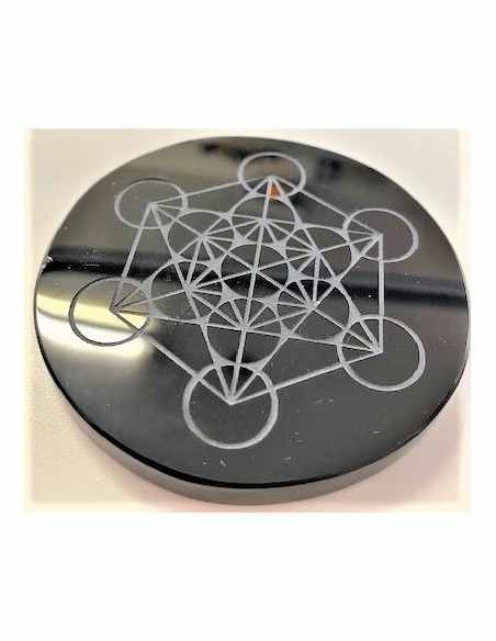 Base 7cm metatron obsidienne noire