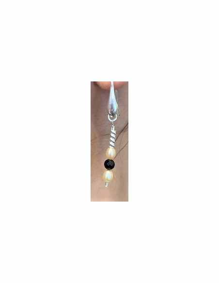 Spinelle noire, perles boucles