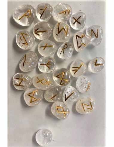 Runes divinatoires quartz grave or