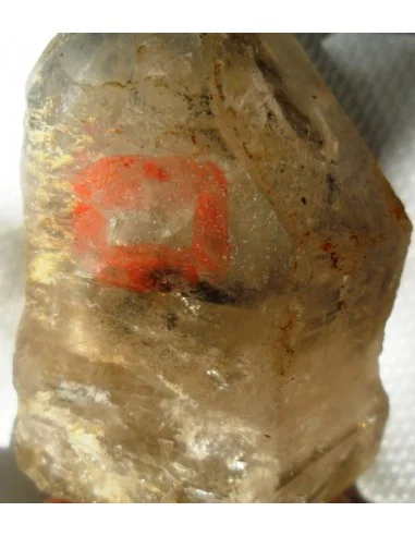 Quartz sceptre bipointé avec goutte d'eau