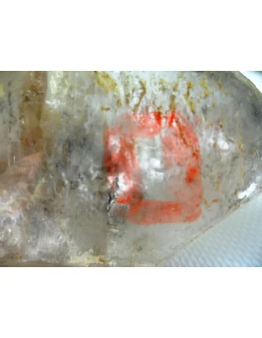 Quartz sceptre bipointé avec goutte d'eau