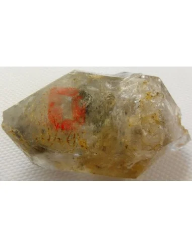 Quartz sceptre bipointé avec goutte d'eau