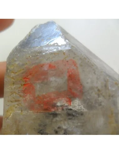 Quartz sceptre bipointé avec goutte d'eau