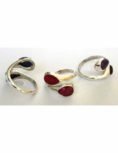 Bague pierre monté en argent reglable