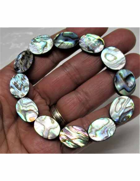 Nacre bleue ovale opalisee bracelet