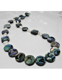 Collier Nacre bleue opalisee carrees perles