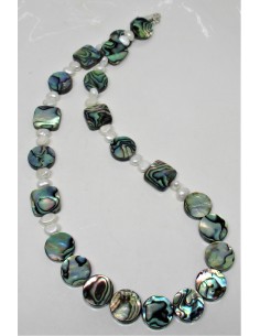 Collier Nacre bleue opalisee carrees perles 2
