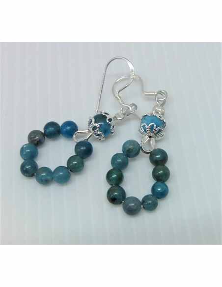 Boucles apatite bleue argent Boucles apatite bleue argent