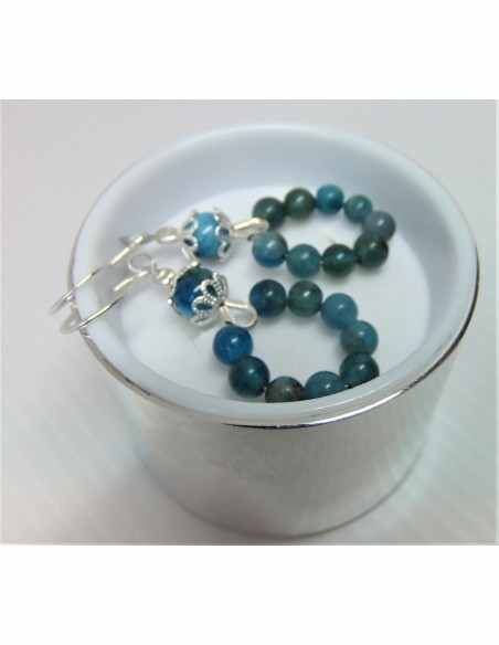 Boucles apatite bleue argent Boucles apatite bleue argent