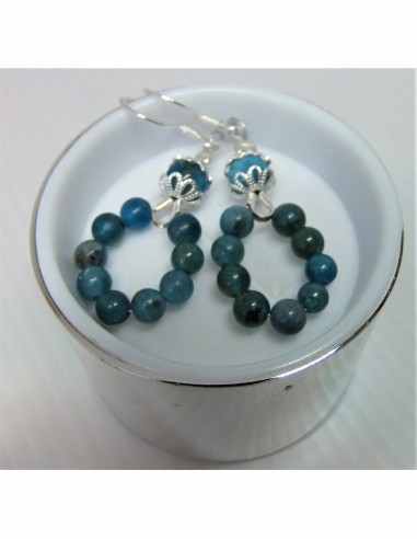 Boucles apatite bleue argent
