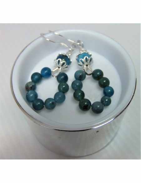 Boucles apatite bleue argent Boucles apatite bleue argent