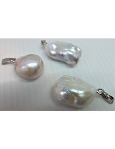 Perles d eau douce 22mm pendentif argent 2